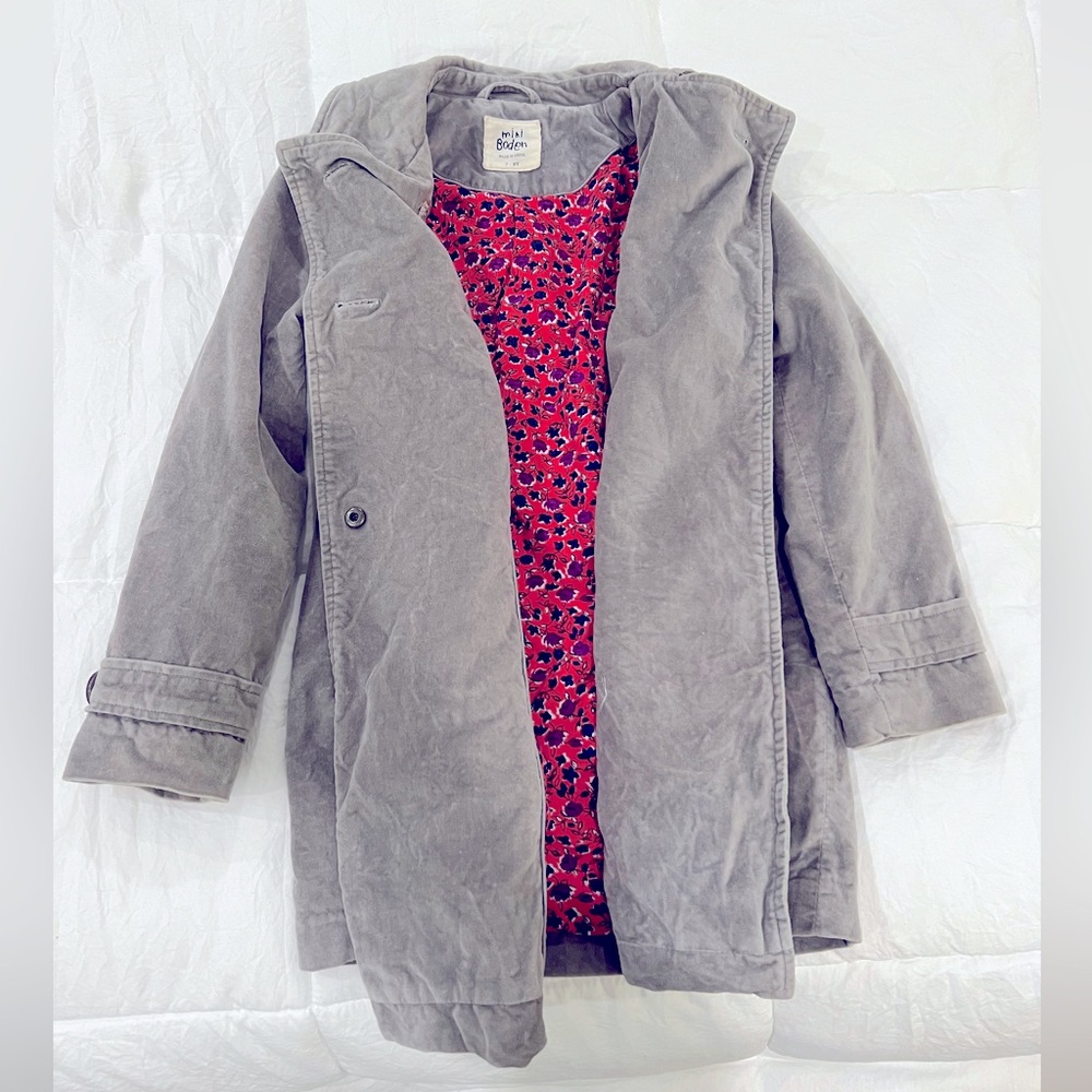 💫Mini Boden Grey Velvet Pea Coat